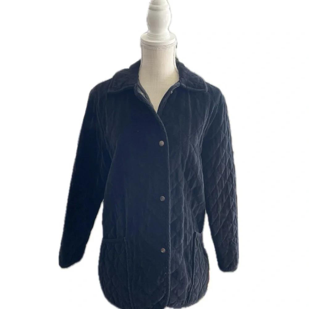 SUPPLY & DEMAND | S | Velvet Quilted Button Up Collared Lightweight Long Jacket